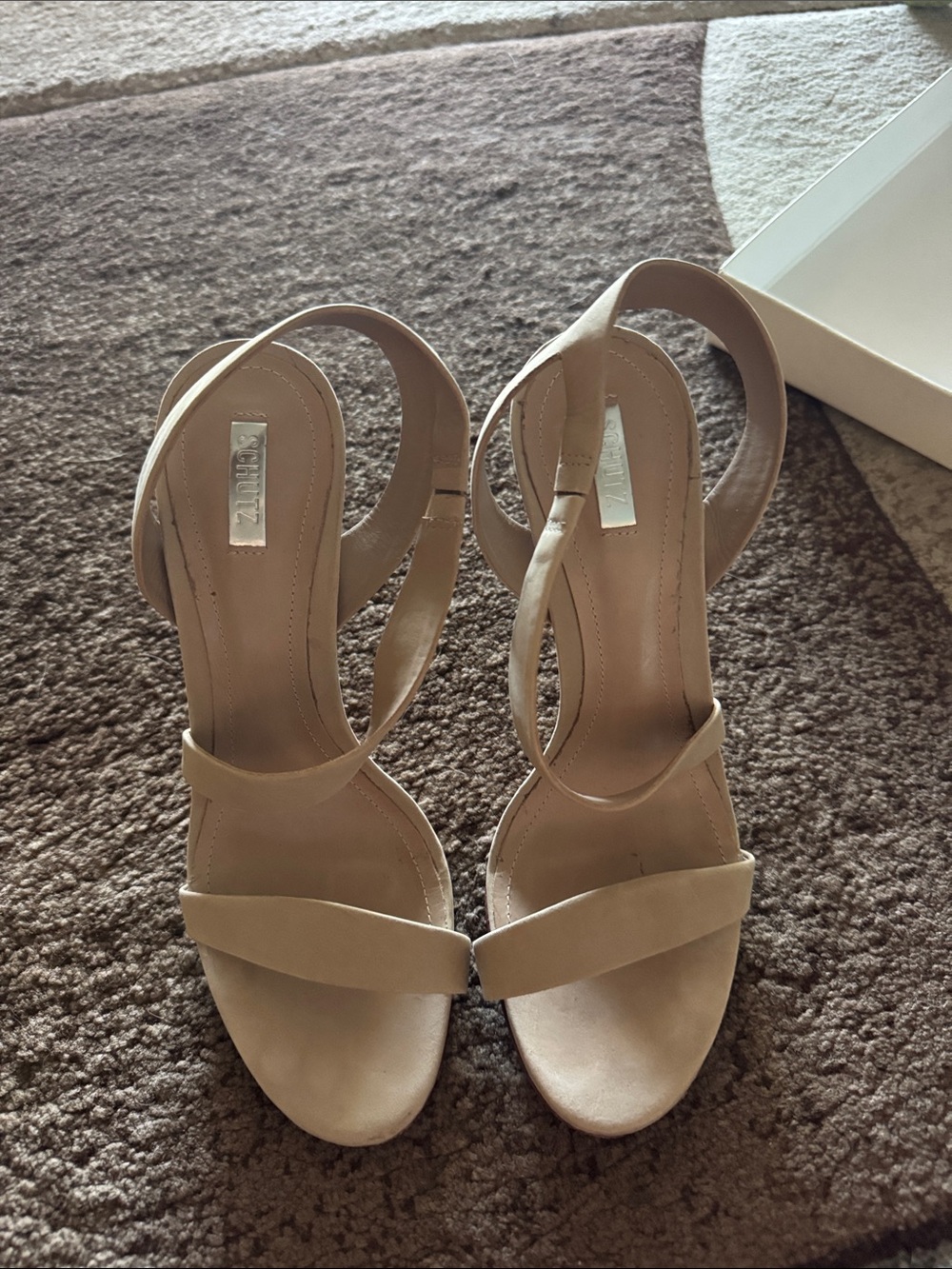 SCHUTZ Nude Beige Strappy Heeled Sandals